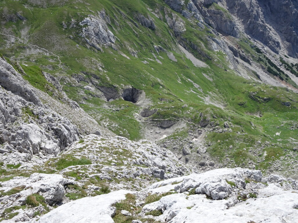 Looking down towards the <i>Trawiessattel</i> and its giant cave