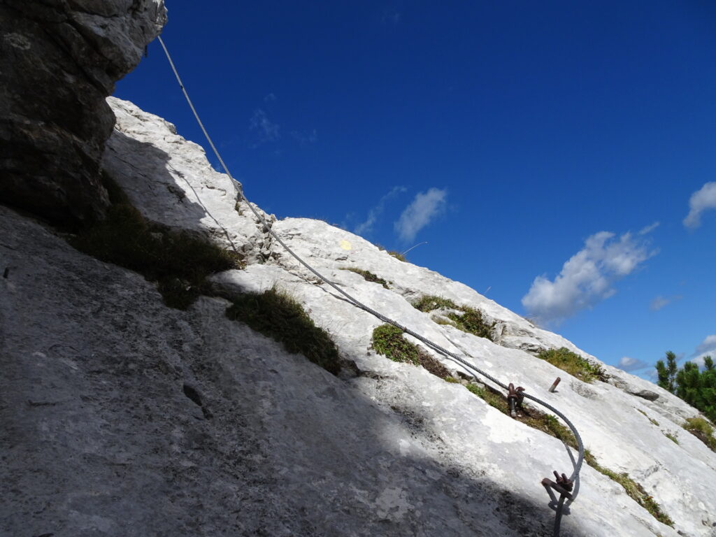Climbing up <i>Vellacherturm</i> Via Ferrata