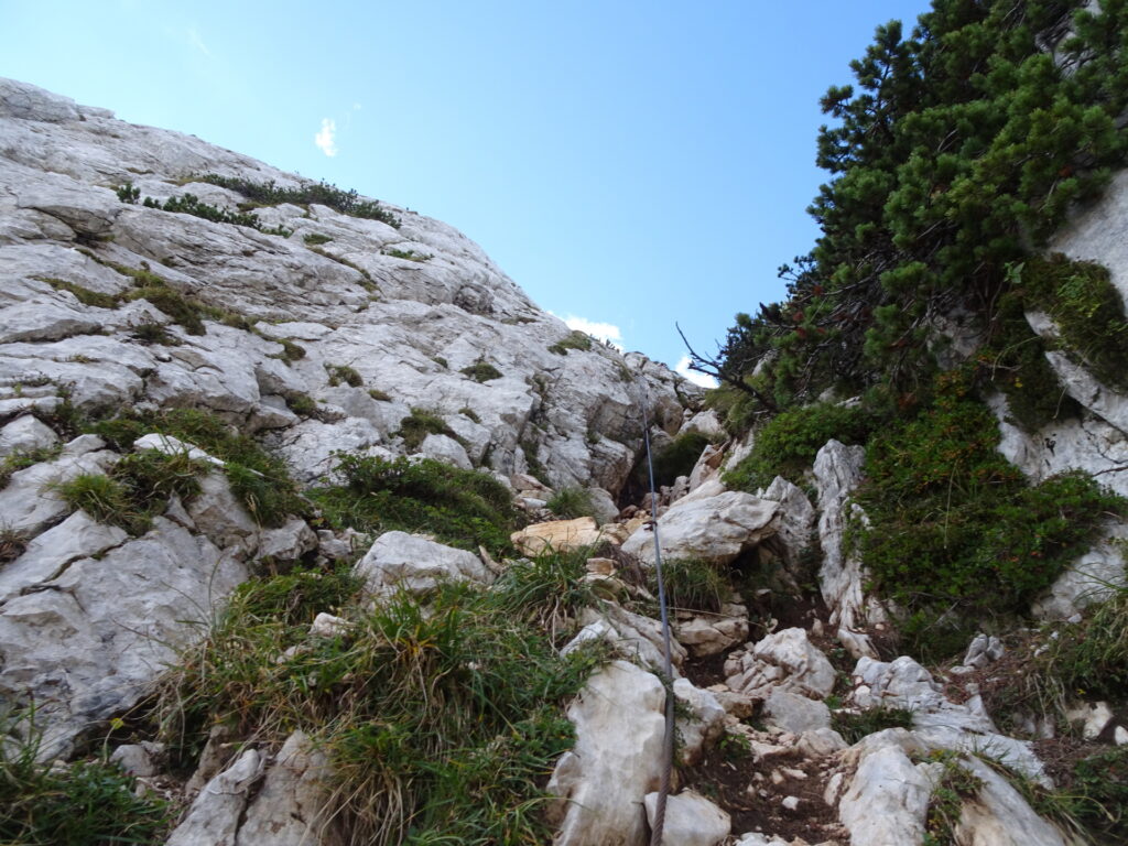 Climbing up <i>Vellacherturm</i> Via Ferrata