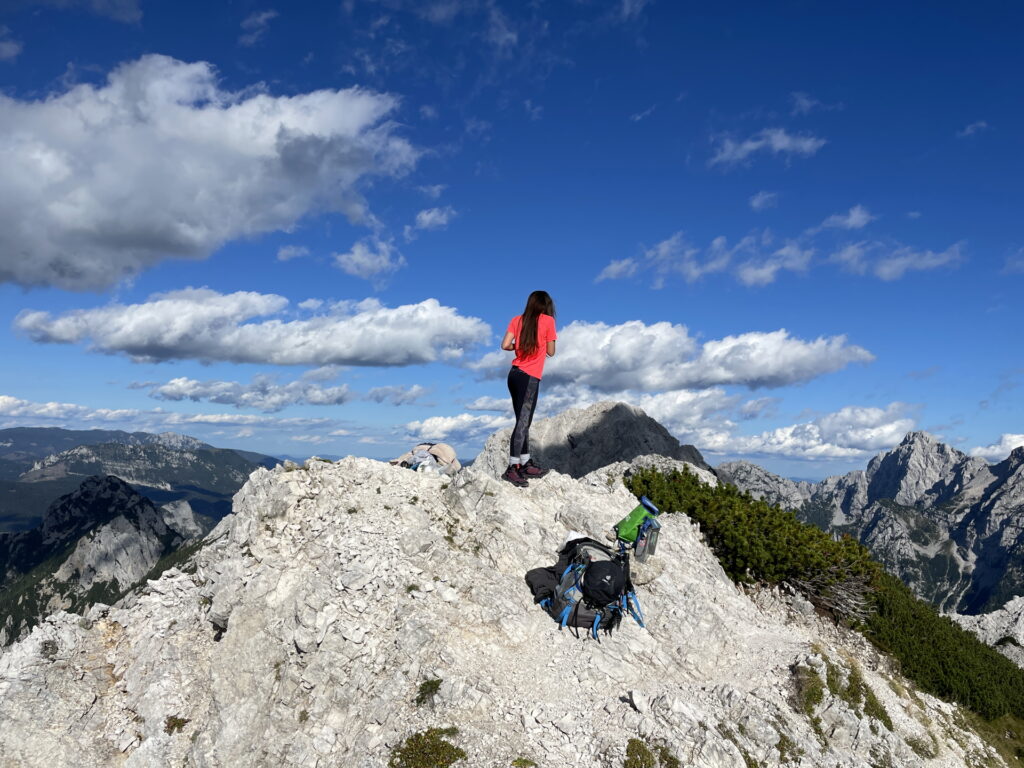 Eliane enjoys the view from the summit of <i>Ledinski vrh</i>