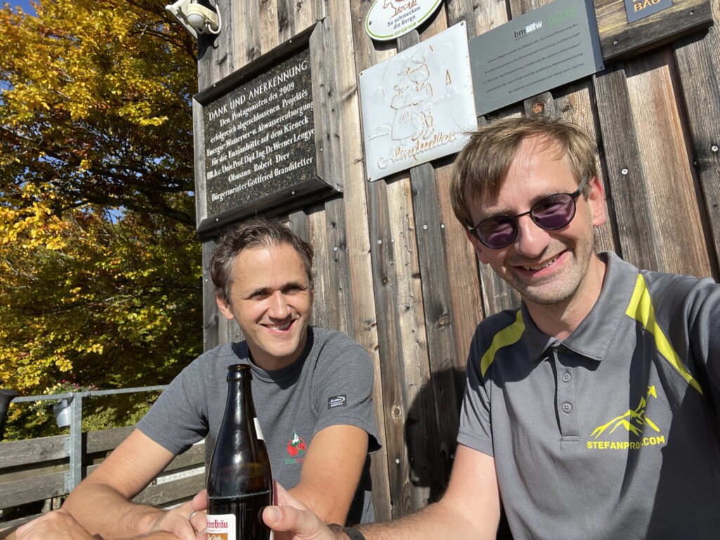 Bernhard and Stefan enjoying themselves at <i>Enzianhütte</i>