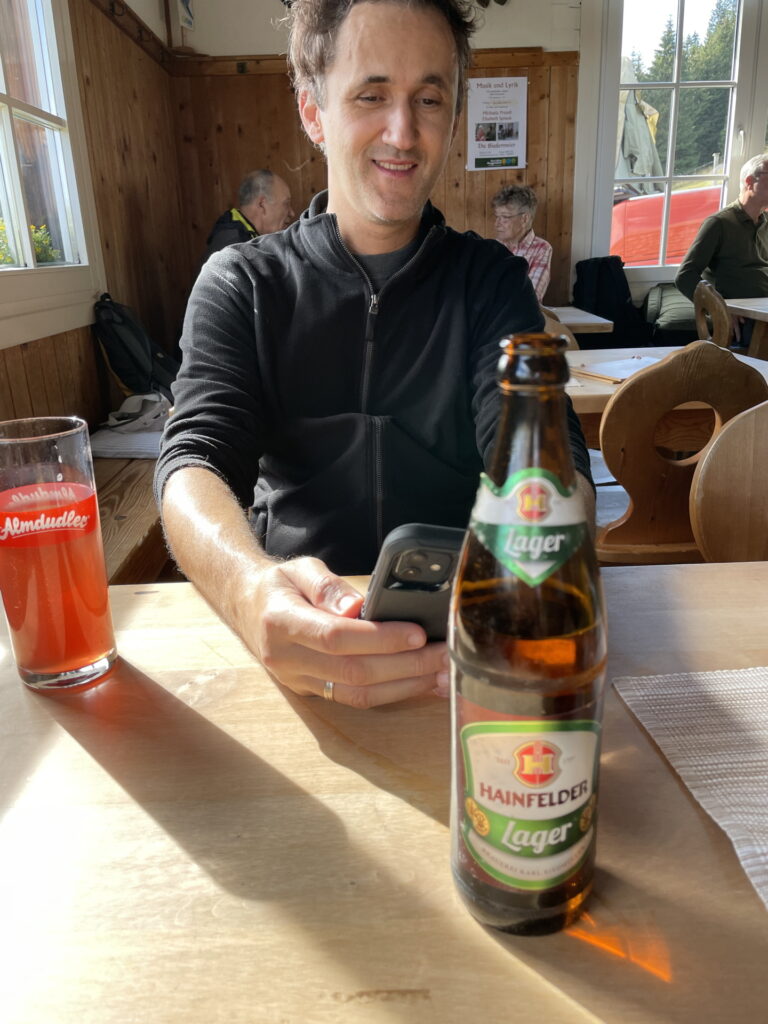 Well deserved refreshment at <i>Unterberg Schutzhaus</i>