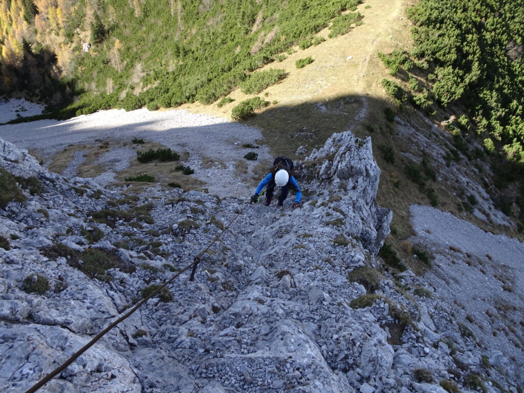 Eliane on the first meters of the via ferrata