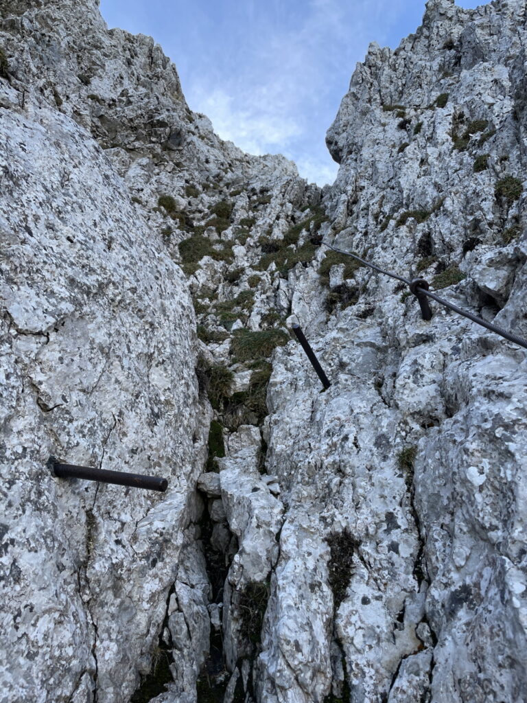 The well-protected via ferrata up to <i>Veliki vrh</i>
