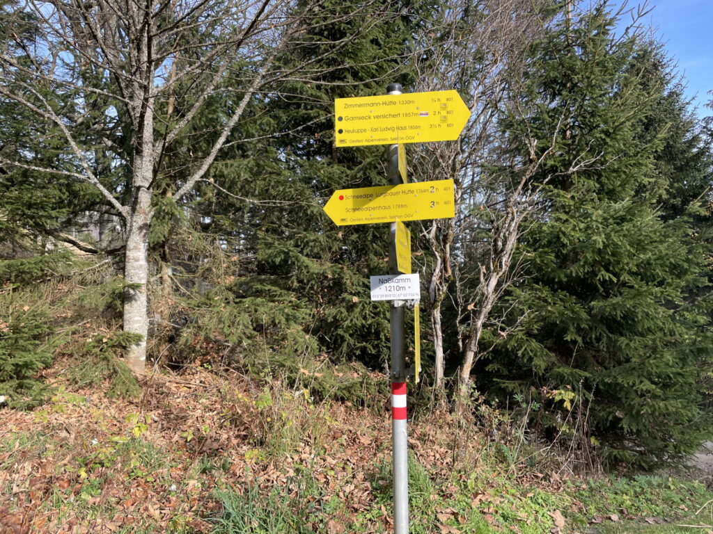 At <i>Naßkamm (aka Kleine Nass)</i> turn left and follow the trail towards <i>Gamseck</i>