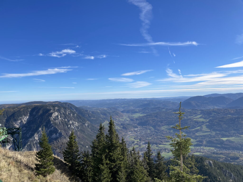 View from the <i>Berggasthof</i> (mountain station of the cable car)