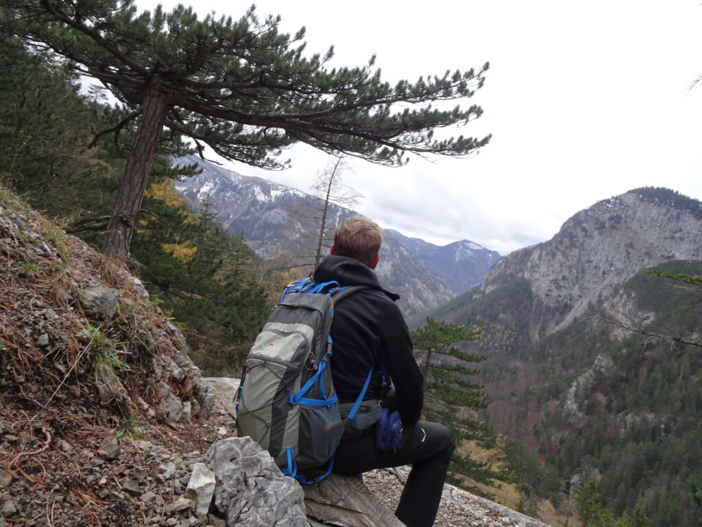 Stefan enjoys the view from the rest area at <i>Miesleitensteig</i>