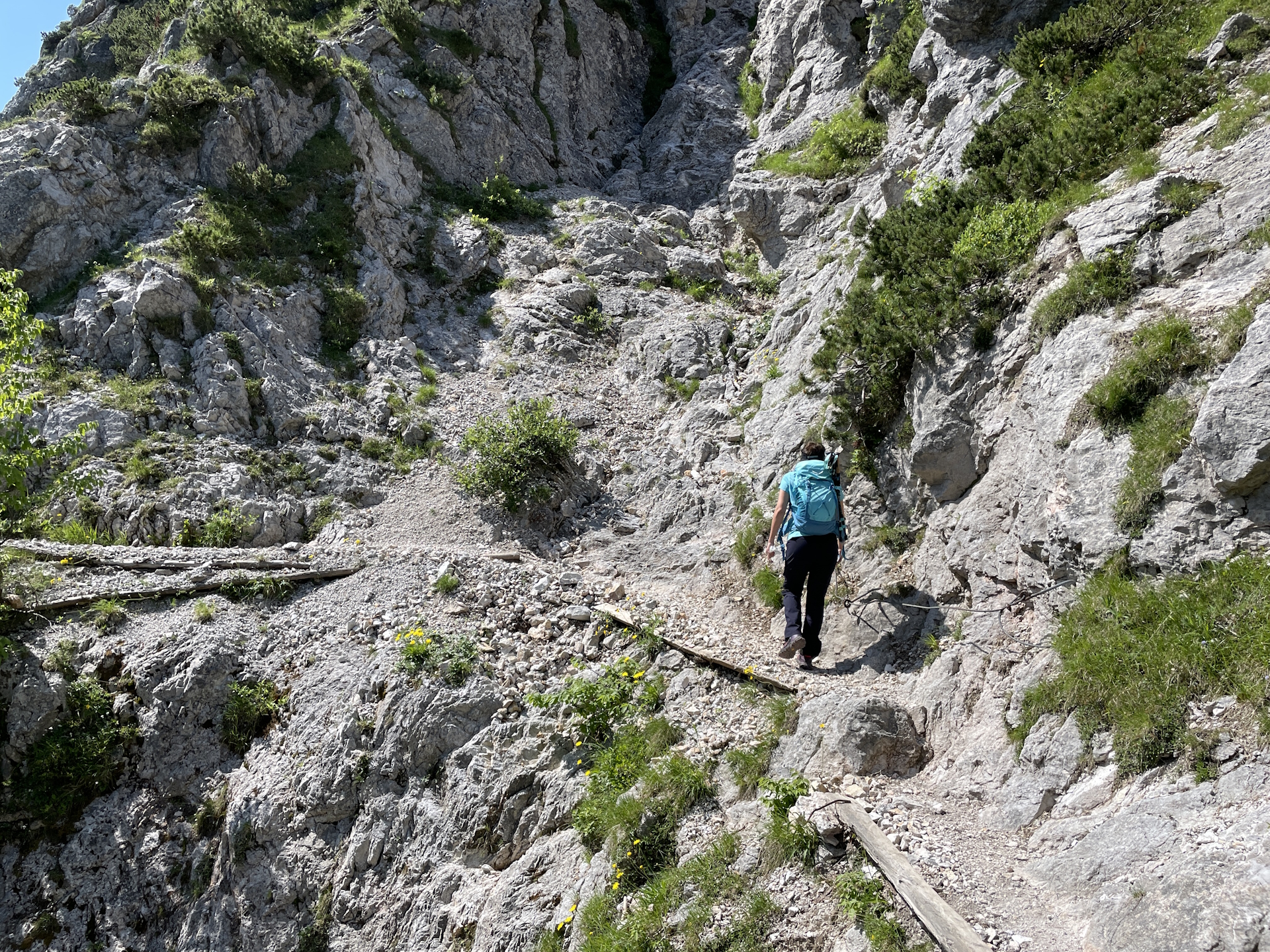 Eliane at the first protected part of the <i>Bornova pot</i> trail