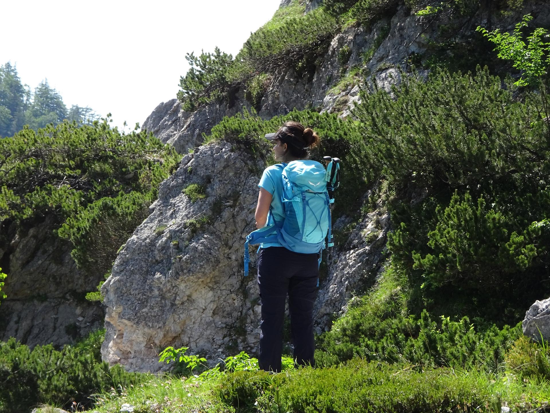 Eliane enjoys the view from the trail