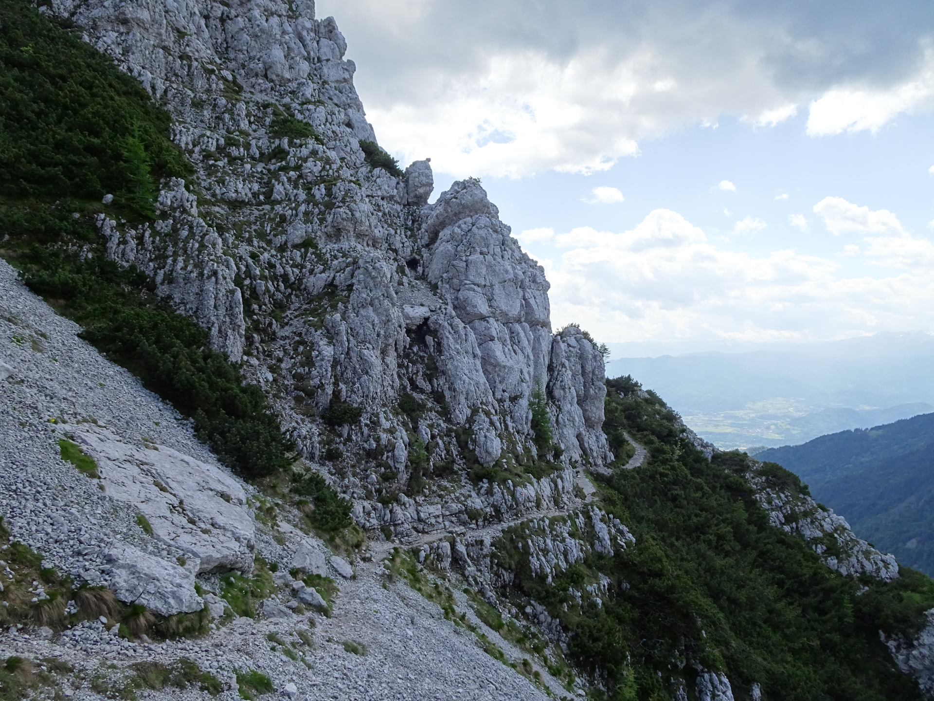 View back on the trail with the impressive rocks