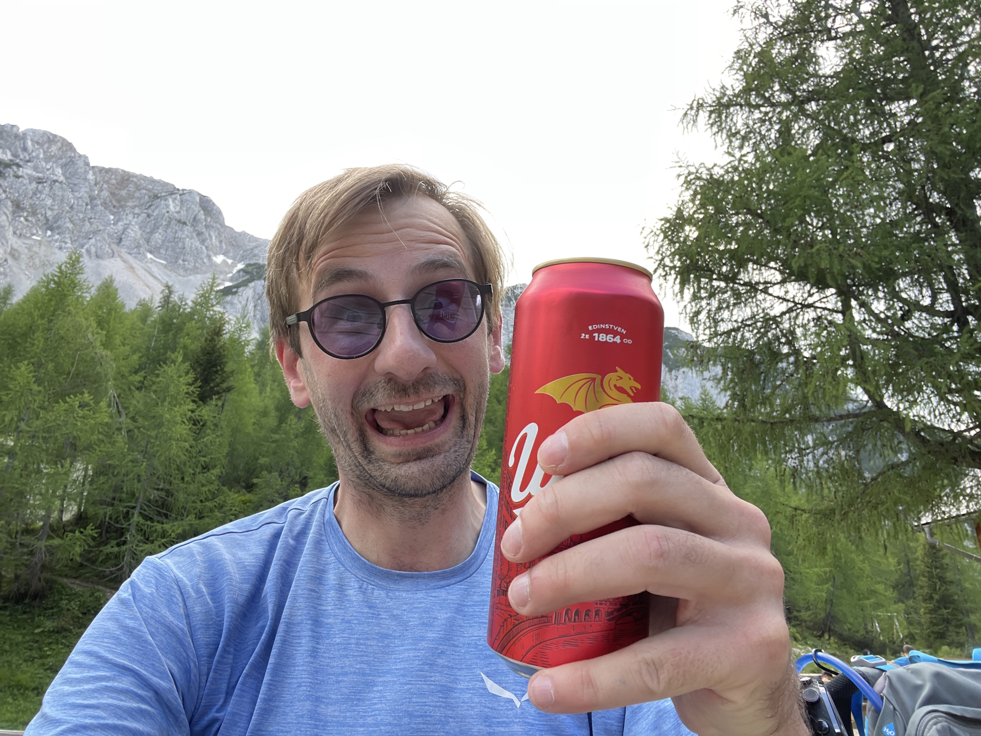 Stefan enjoys an excellent and well-deserved Slovenian beer