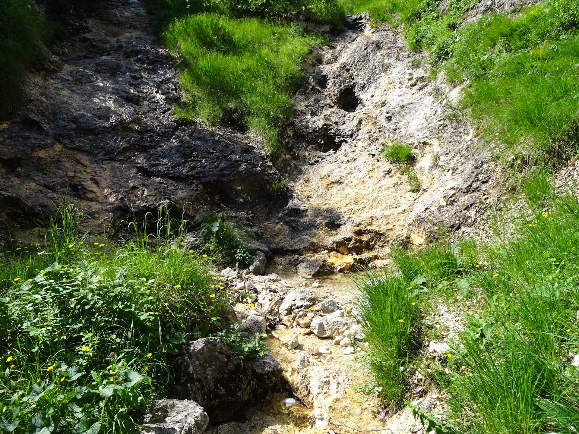 Crossing a river with clear, ice cold water