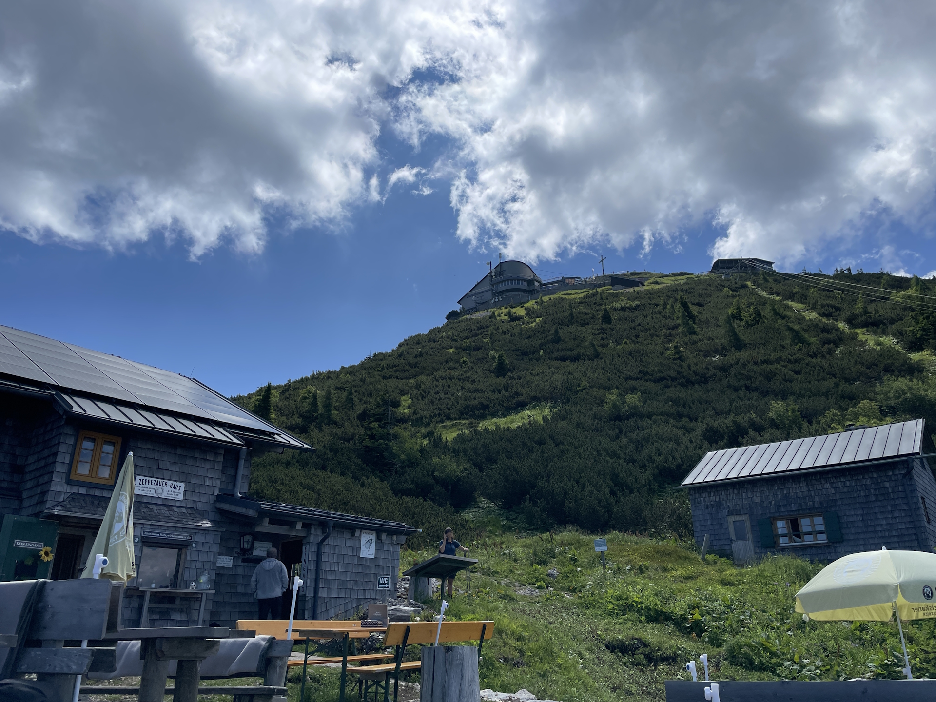 View up to the mountain station from <i>Zeppezauerhaus</i>