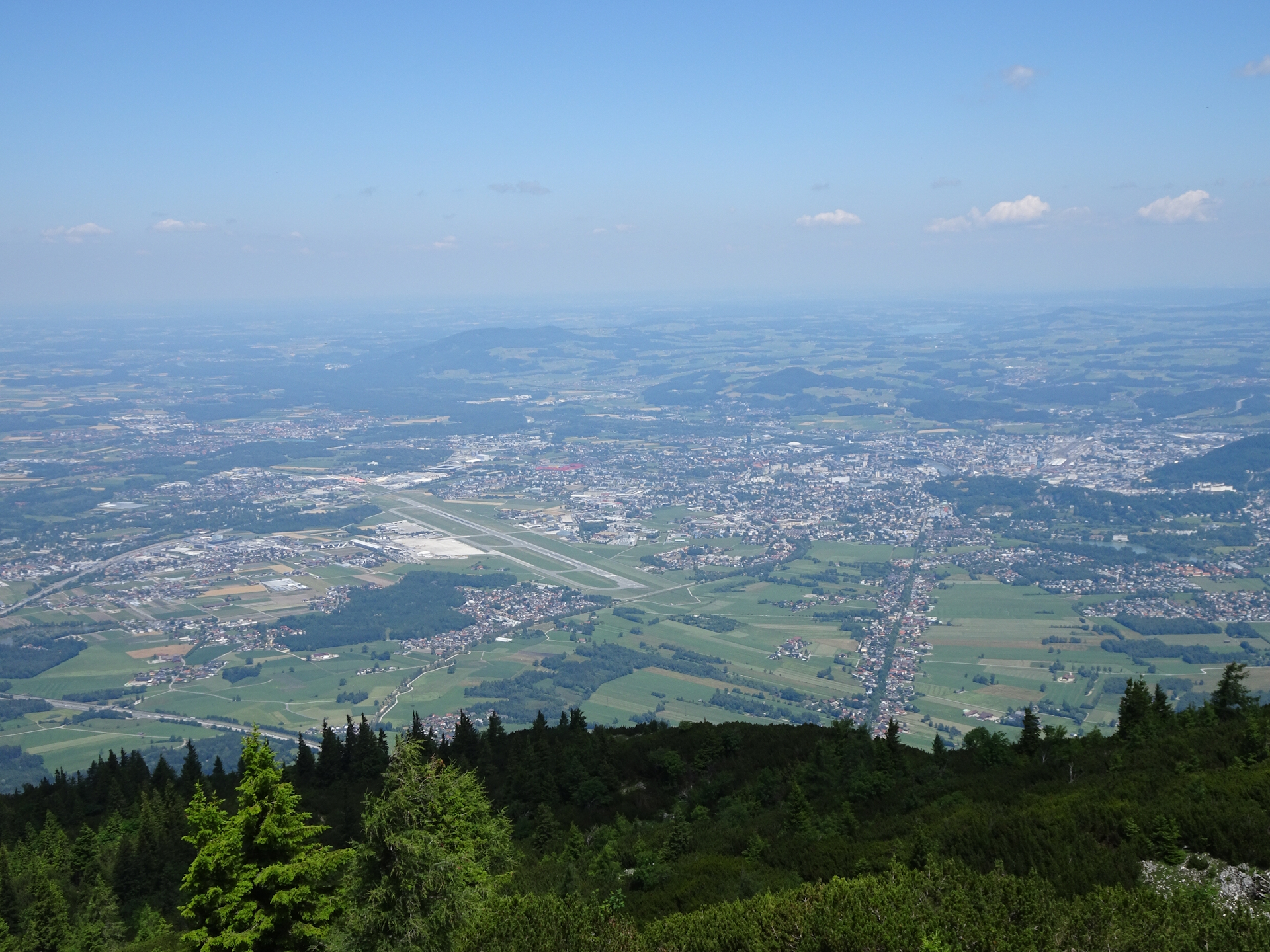 The airport and <i>Salzburg</i> seen from <i>Zeppezauerhaus</i>