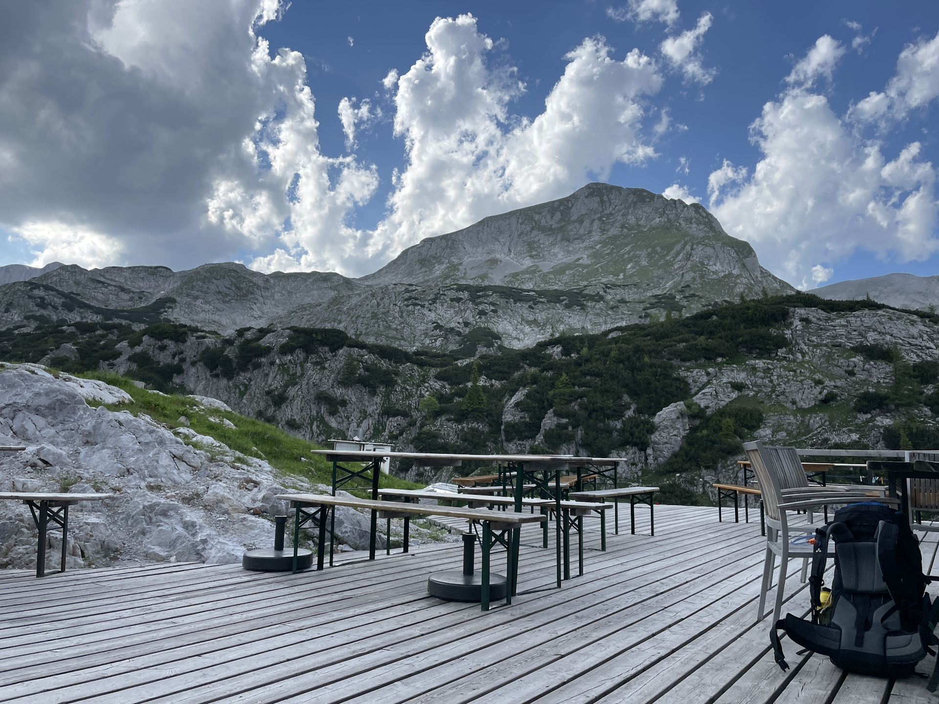 At the terrace of <i>Voisthalerhütte</i>
