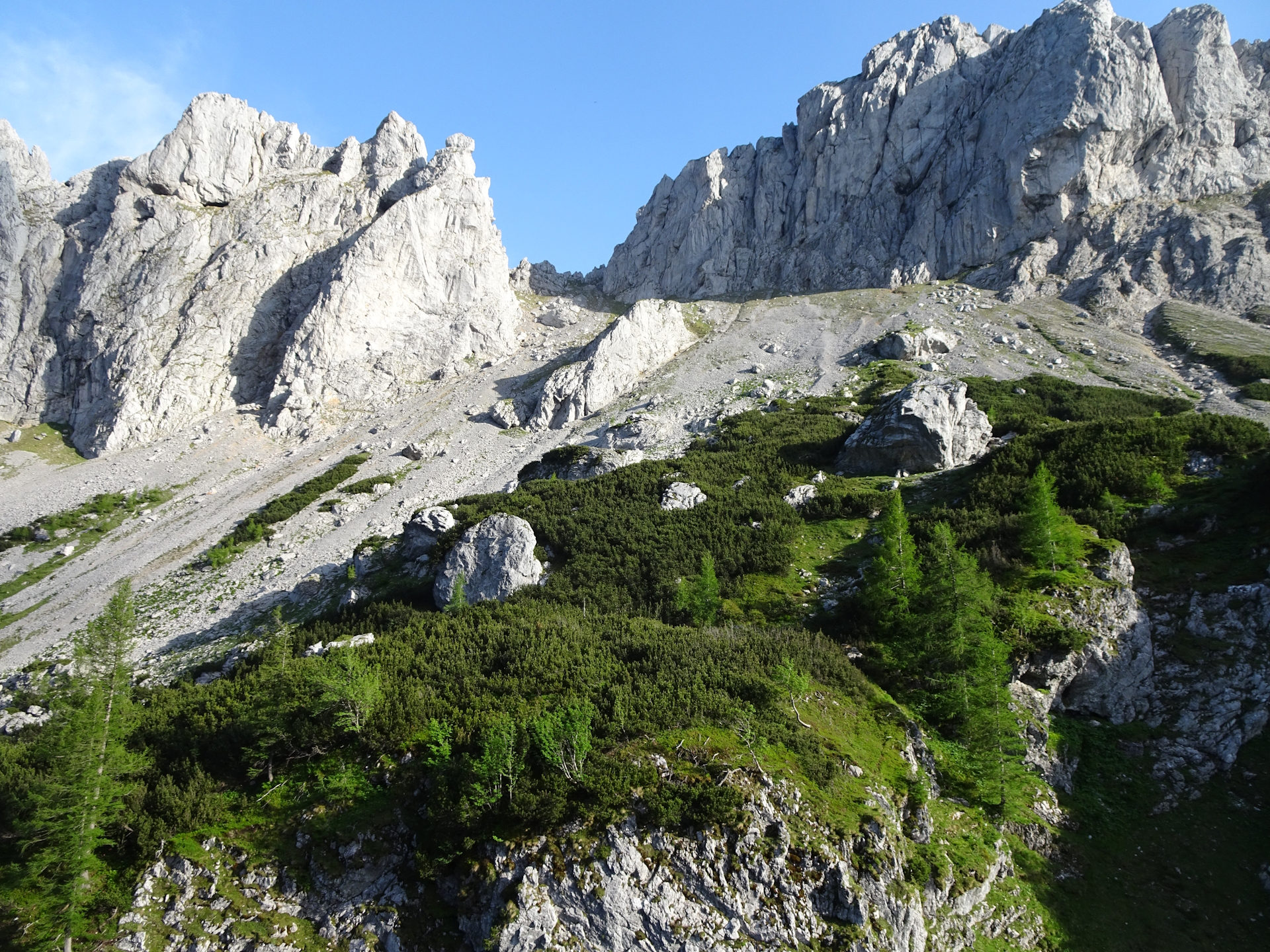 View out of the window from our room at <i>Voisthalerhütte</i>