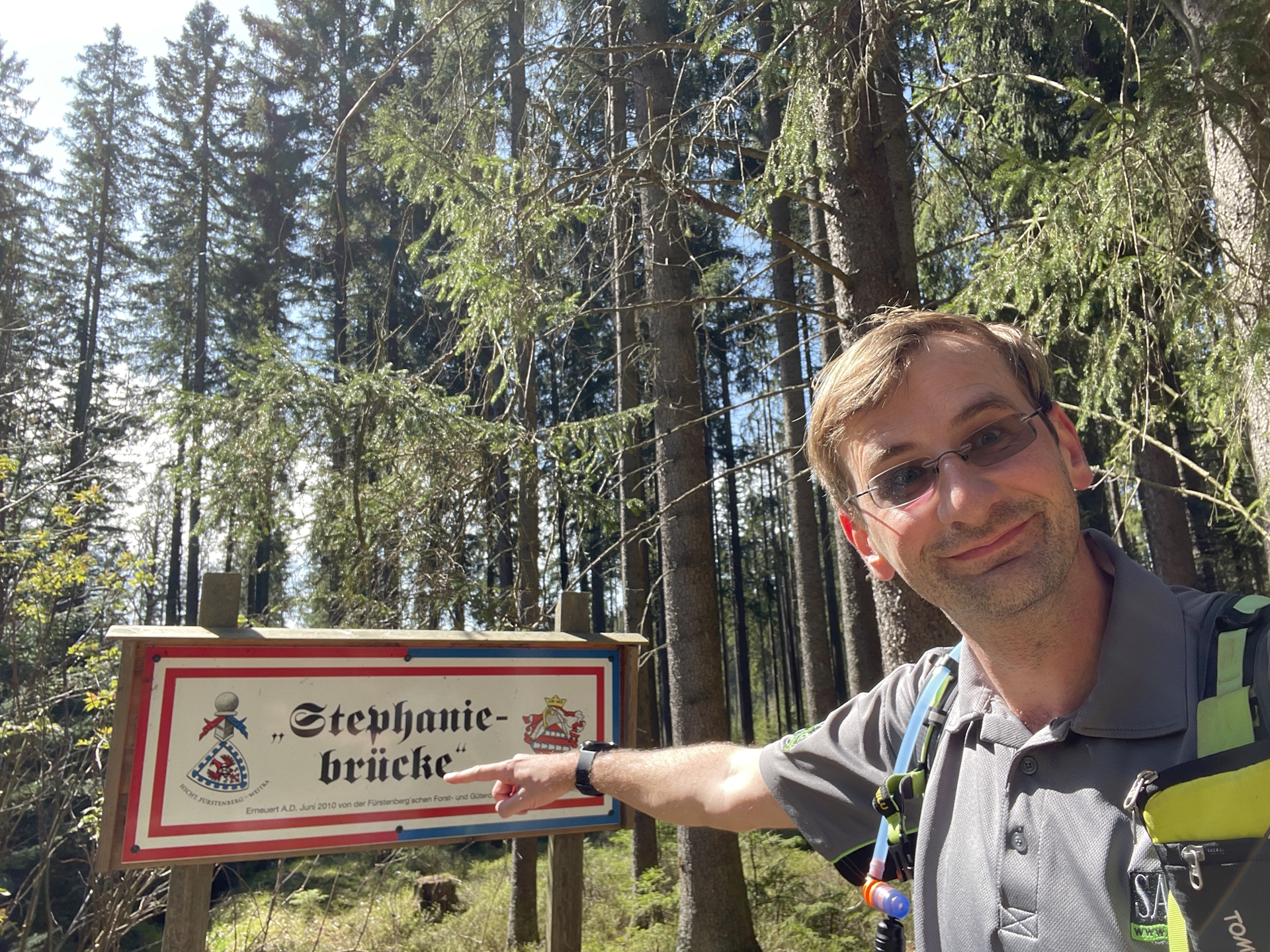 Stefan is crossing the <i>Stephaniebrücke</i> at the Austrian border