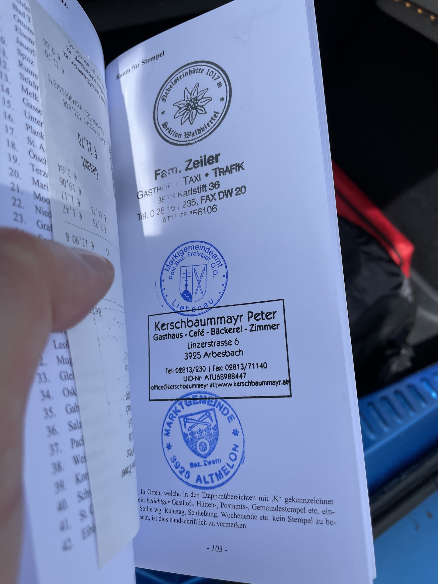 Collected the first 5 stamps for the <i>Nord-Süd-Weitwanderweg 05</i>
