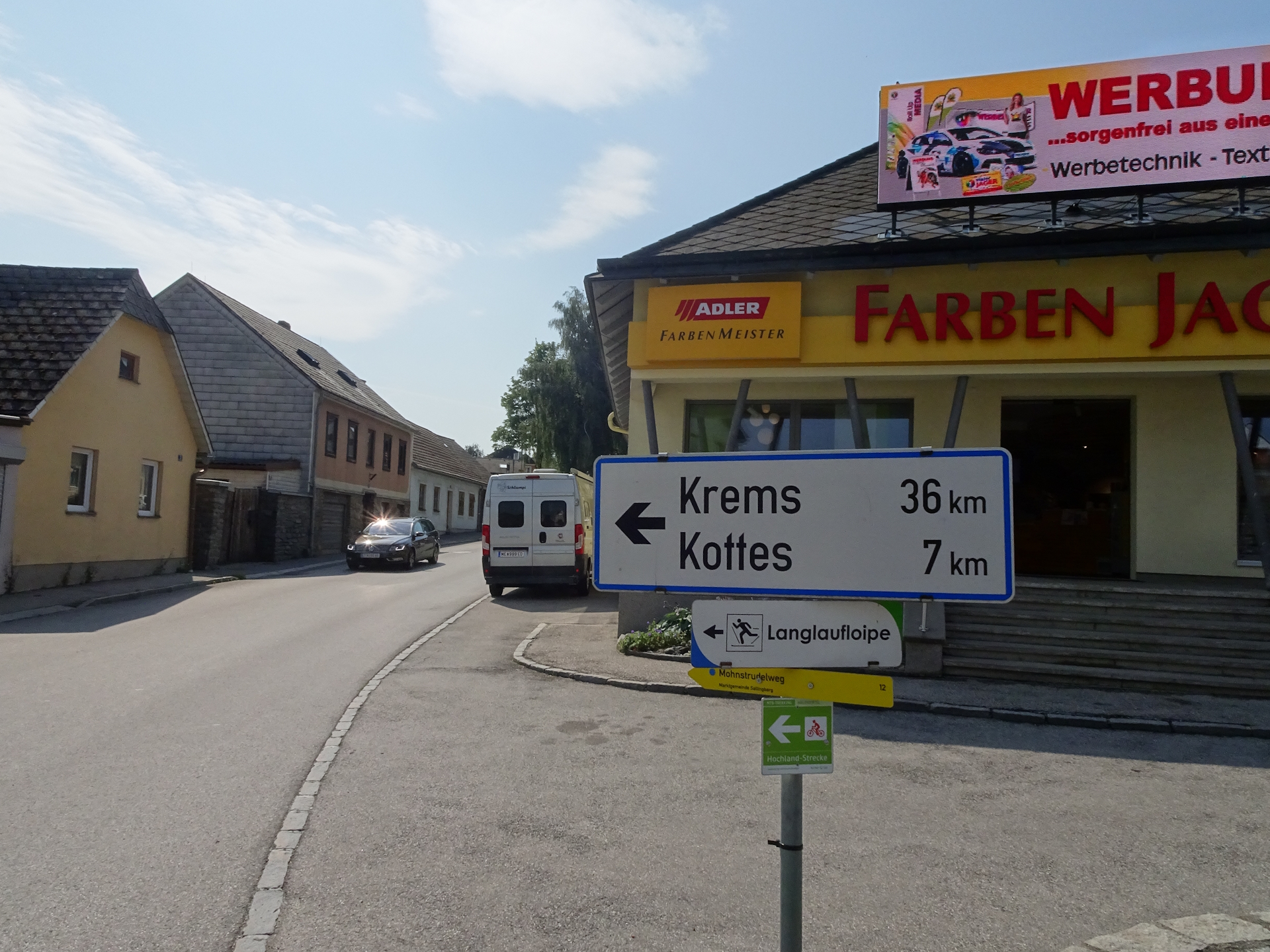 Leave the main road here and follow this smaller road