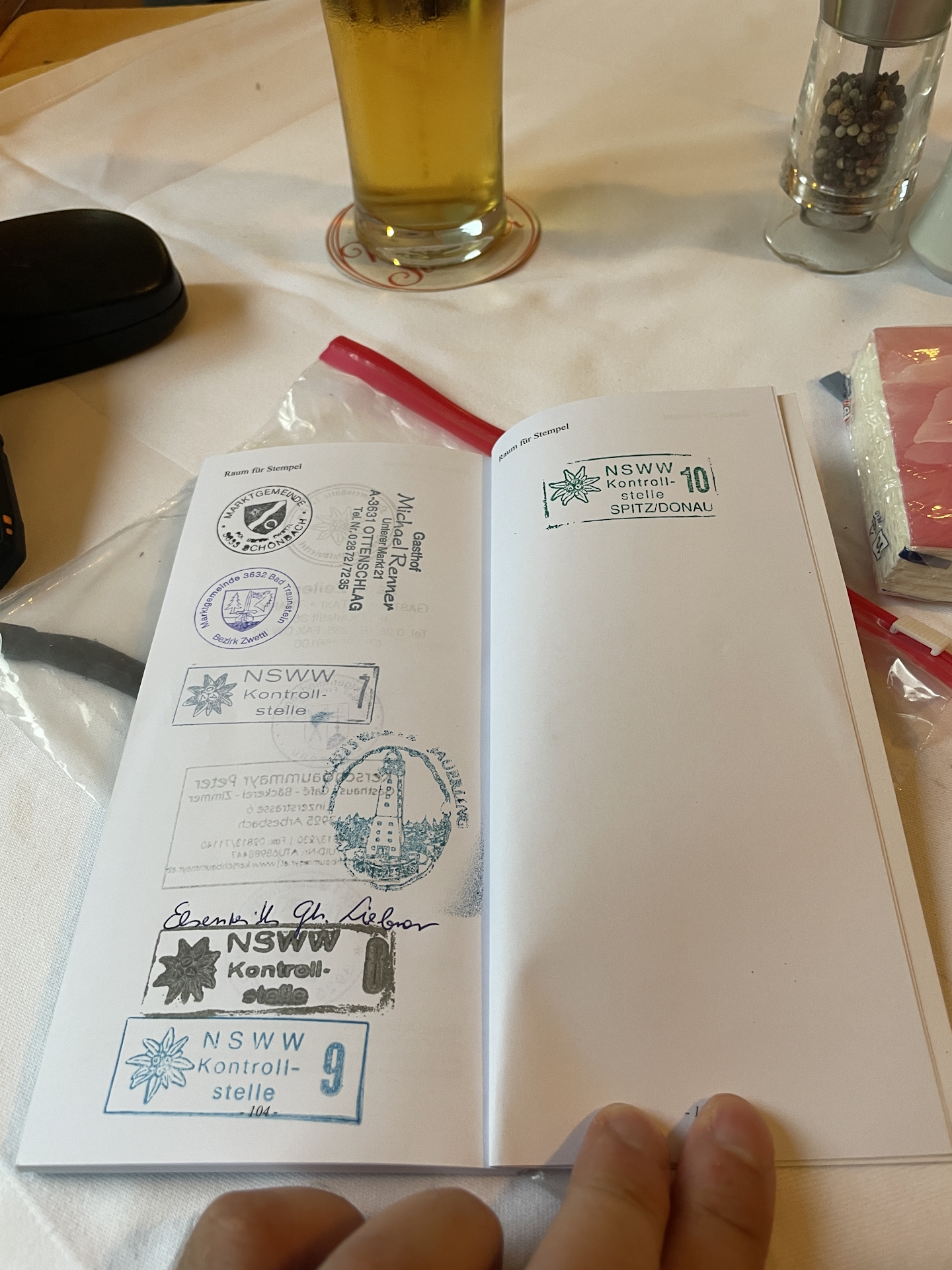 Collecting today's final stamp while having a beer at <i>Gasthof Goldenes Schiff</i>