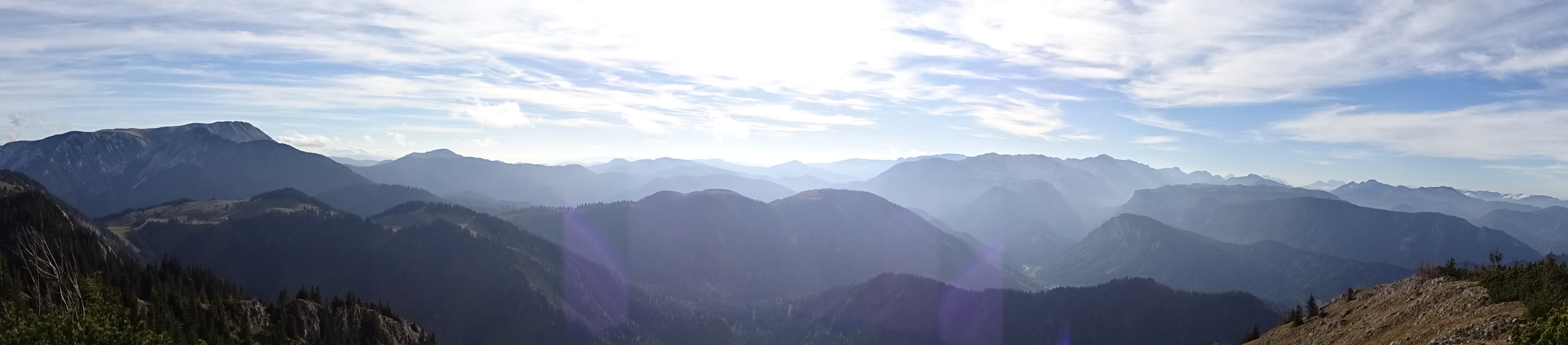 Scenic panorama view from <i>Tonion</i> (with the <i>Hohe Veitsch</i> at the very left)