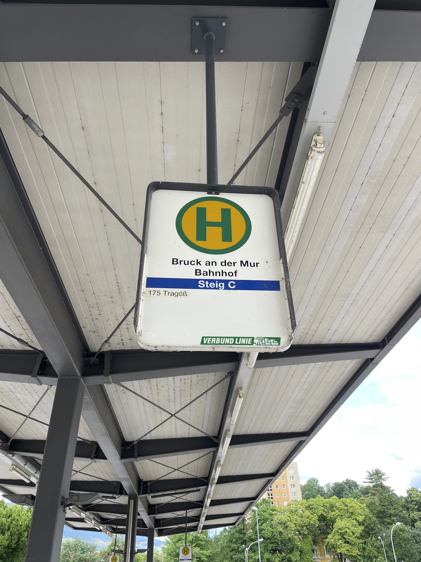 At the train station <i>Bruck an der Mur</i> waiting for the bus towards <i>Tragöß</i>