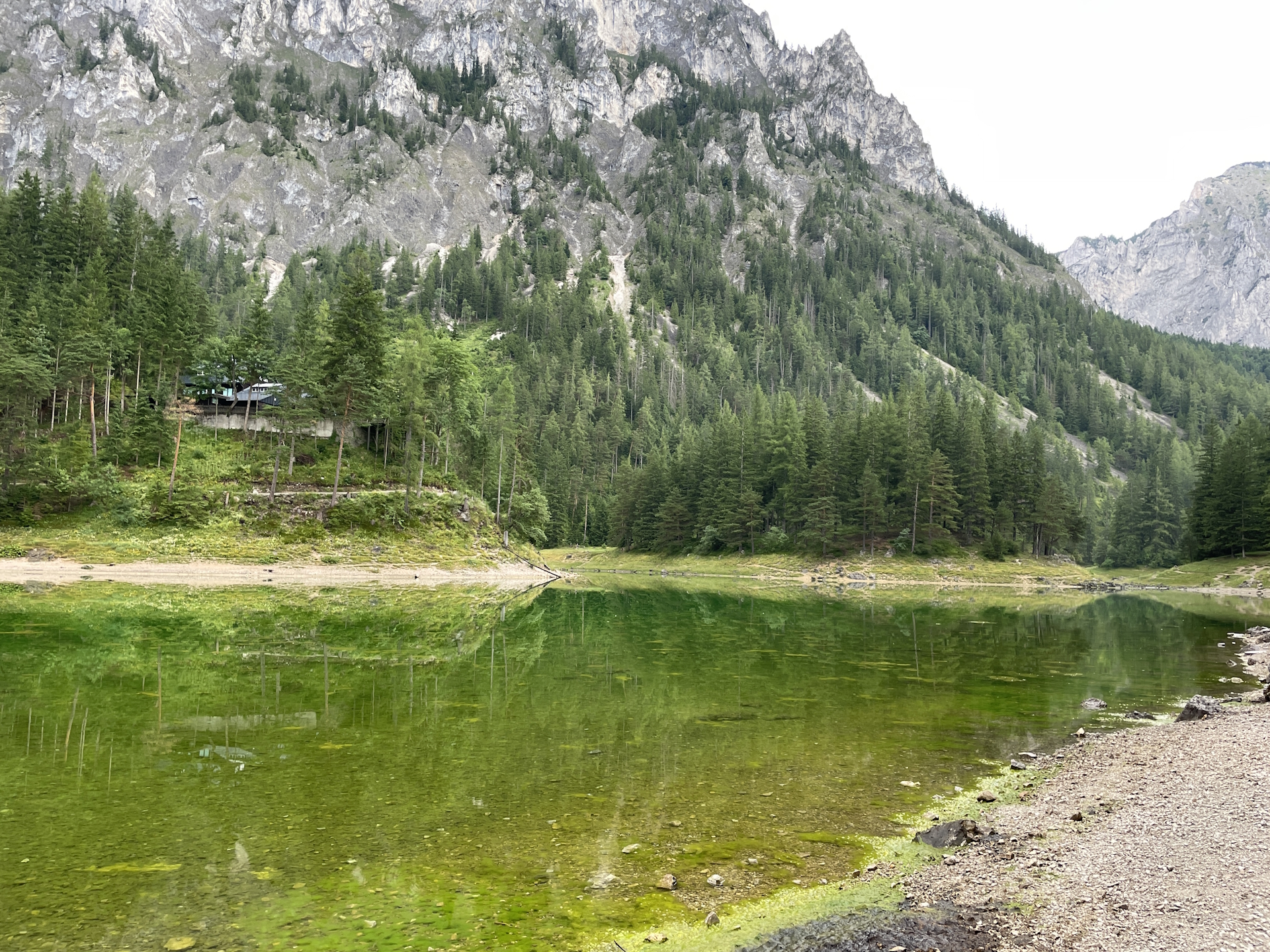 At the <i>Grüner See</i> with low water level :-(