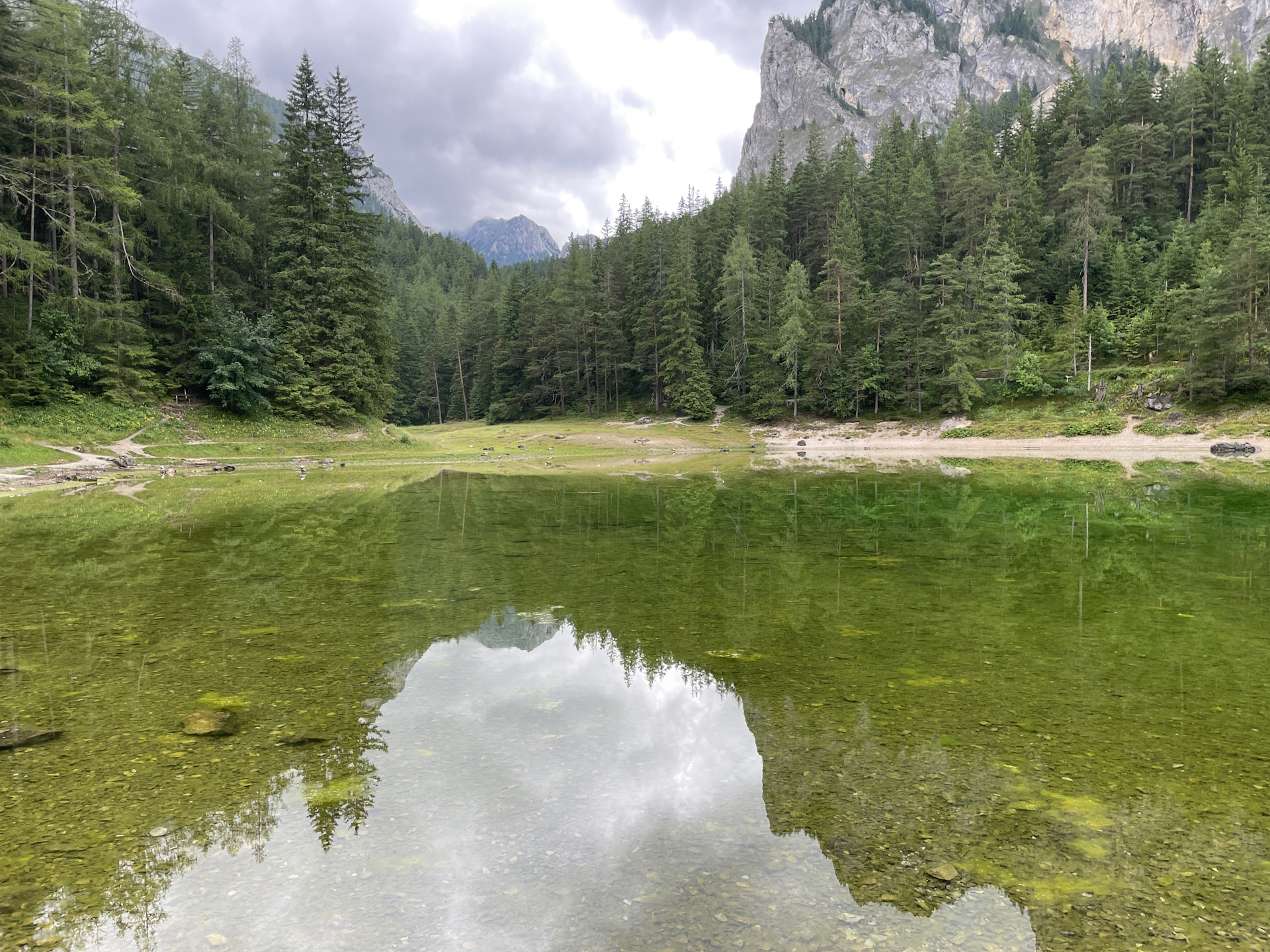 At the <i>Grüner See</i> with very low water level