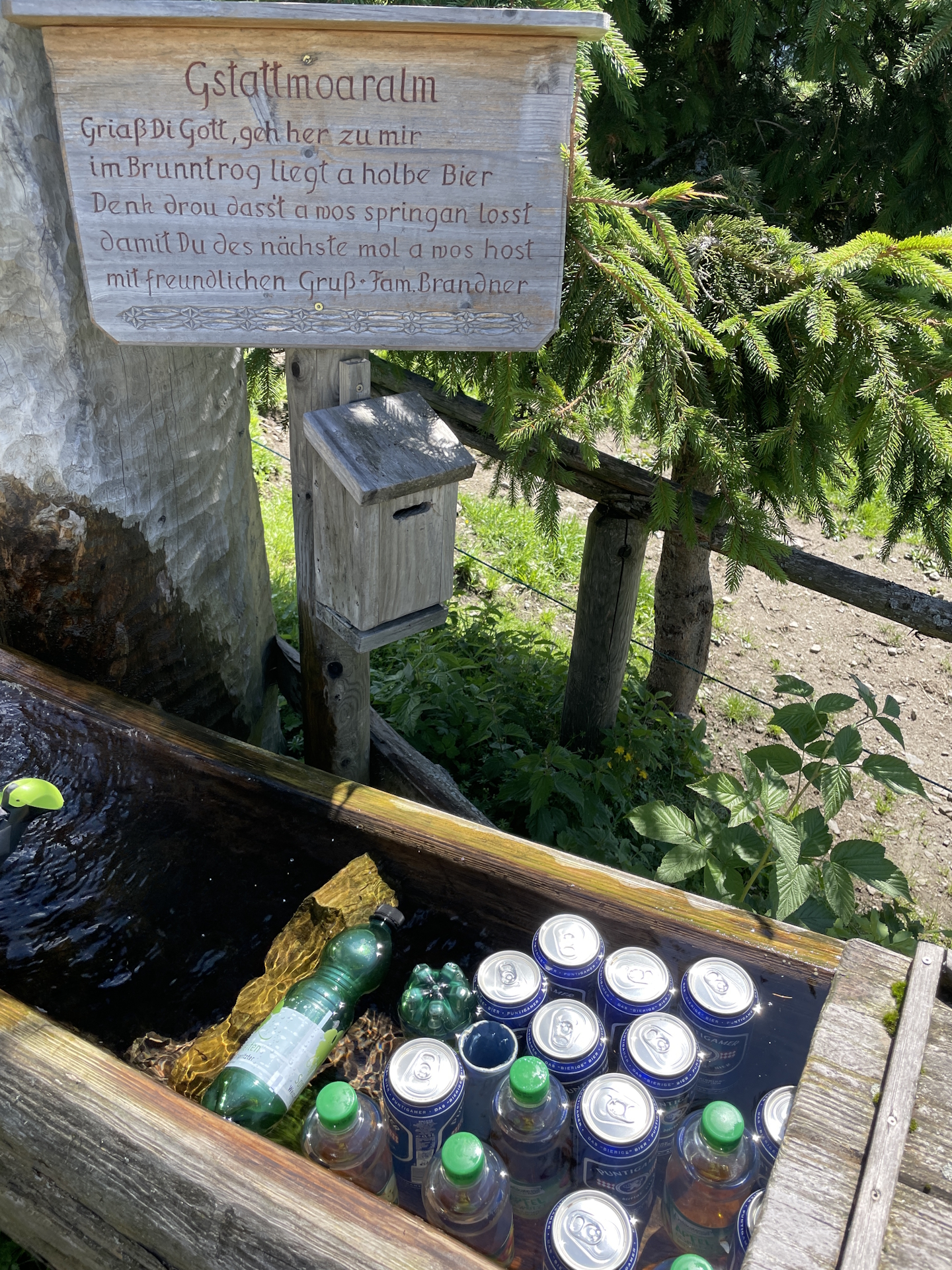 Cooled drinks available for purchase at <i>Gstattmoaralm</i>