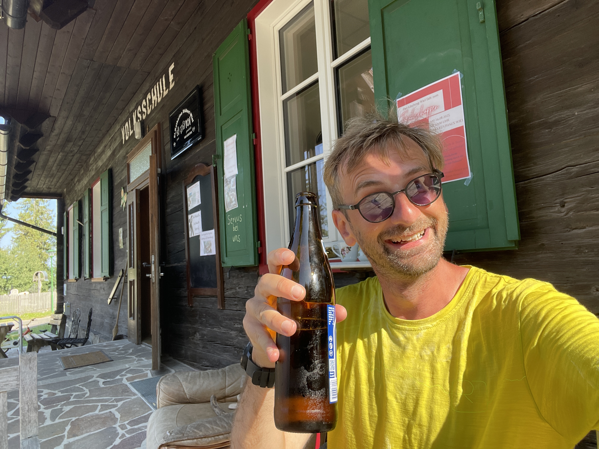 Stefan enjoys a well-deserved refreshment at <i>St. Katharina Stüberl</i>